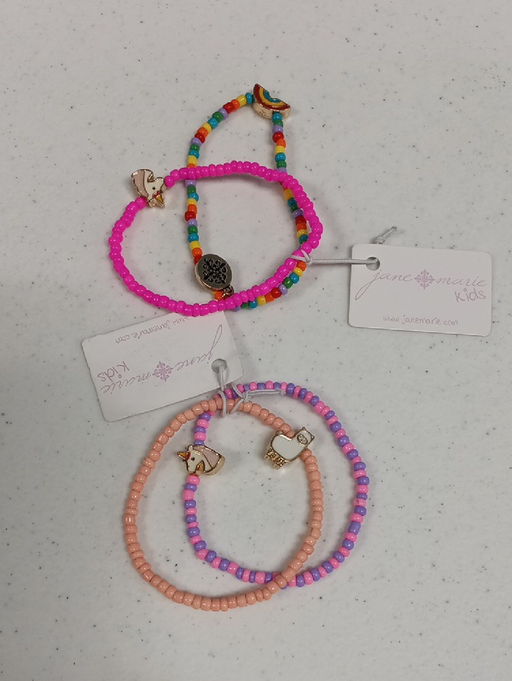 Kids Multicolor and Pink Beaded Charm Bracelet Set Janie Marie